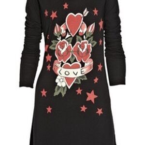 Alice Temperley Tattoo Print Dress | Y2K Vintage | Black Red | Small | Designer